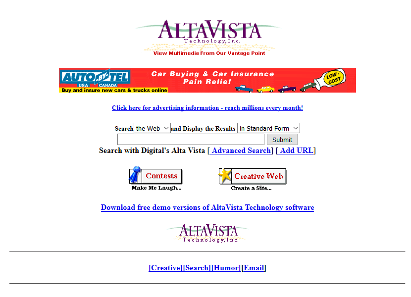 AltaVista - 1995 | Web Design Museum