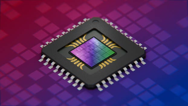 A digital rendering of a generic microprocessor