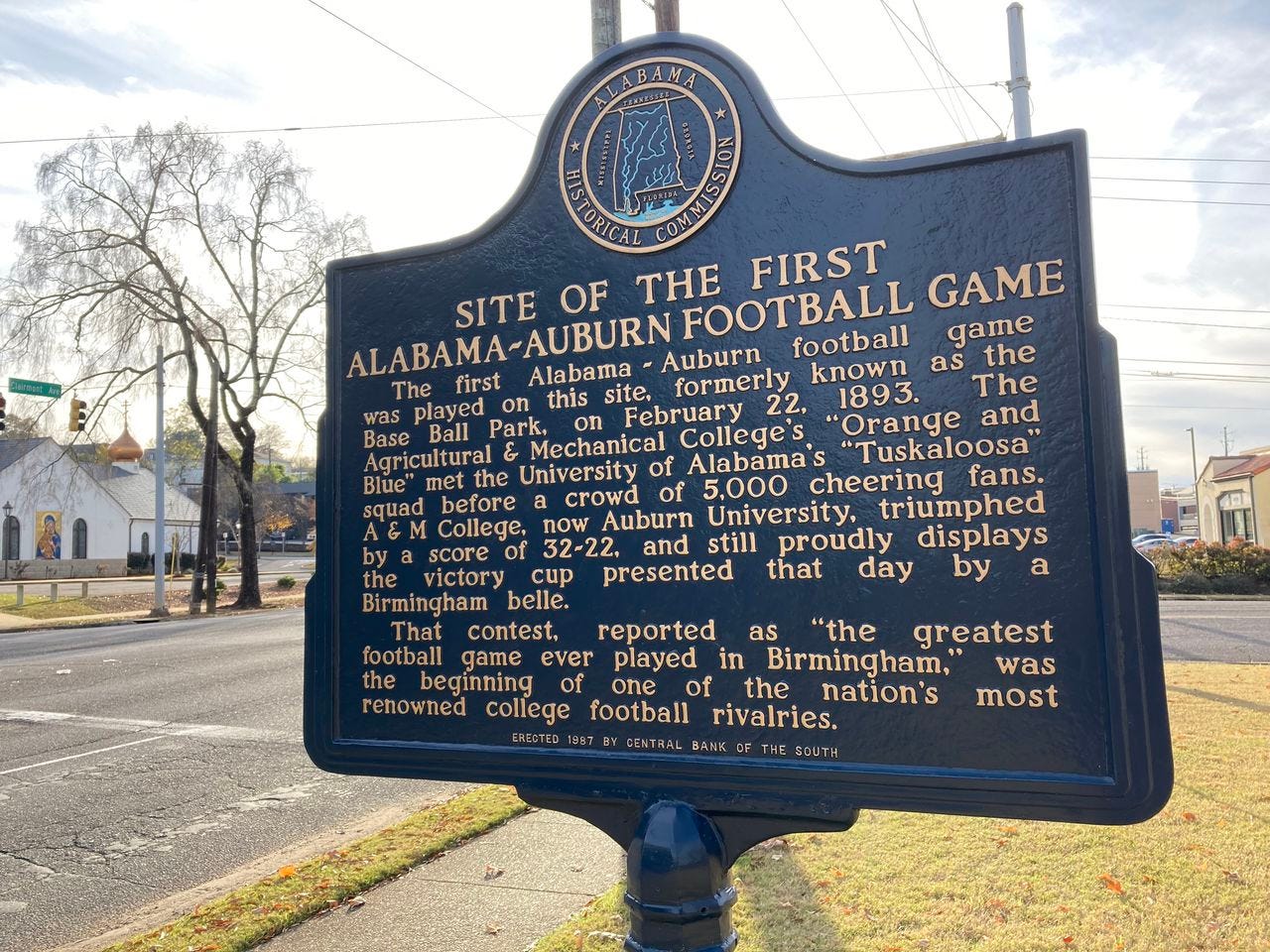Historical marker for site of first Iron Bowl is back in place - al.com