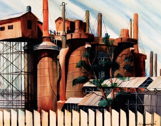 Edmund Lewandowski | Blast Furnace Bay View | Industrial art, Art ...