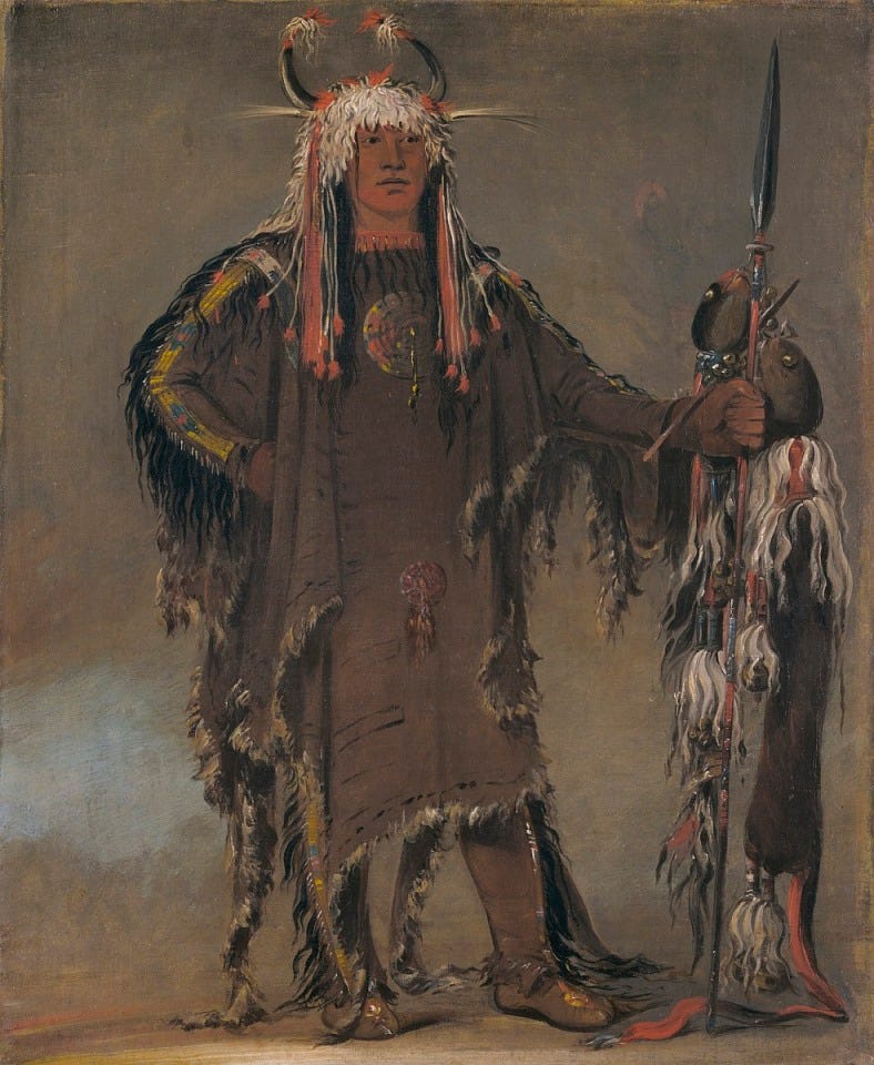 Catlin painting of Blackfeet warrior Eagle Ribs