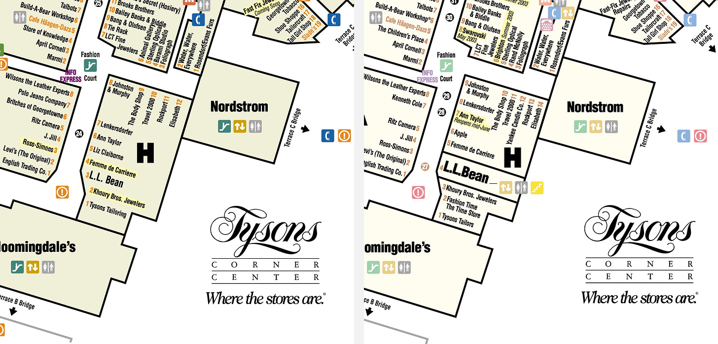 Tysons Corner Center mall maps