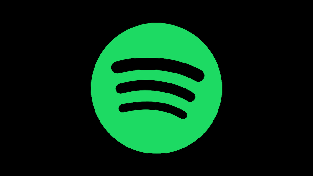 The green Spotify logo on a black background