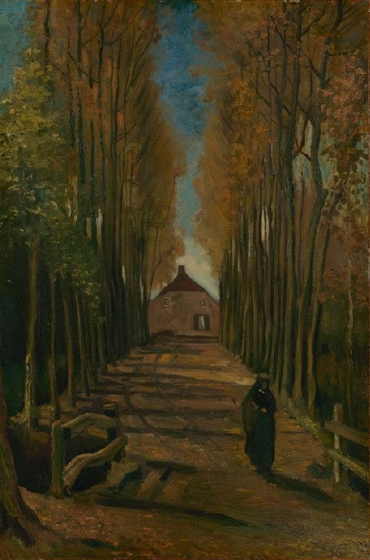 "Poplar Avenue in Autumn" Vincent van Gogh (1853 - 1890), Nuenen, October 1884 