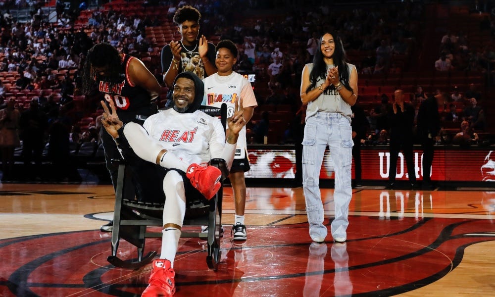 Udonis Haslem gifted a rocking chair in last regular-season Heat game
