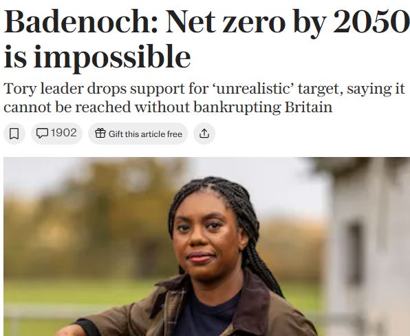 Figure 2 - Badenoch Abandons Net Zero 2050 Target
