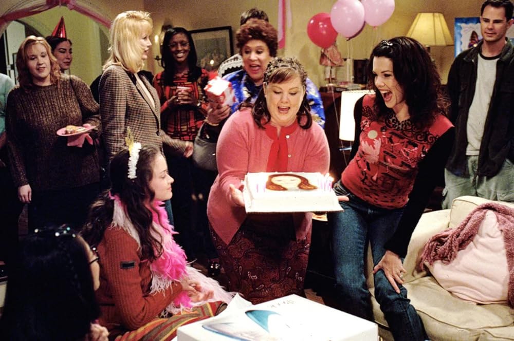 A still image from Rory Gilmore's birthday party on the show Gilmore Girls