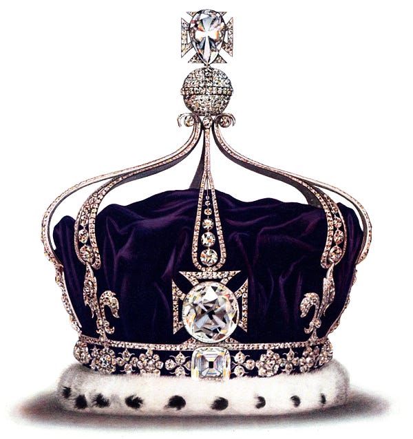 a photo of a purple crown encrusted with diamonds