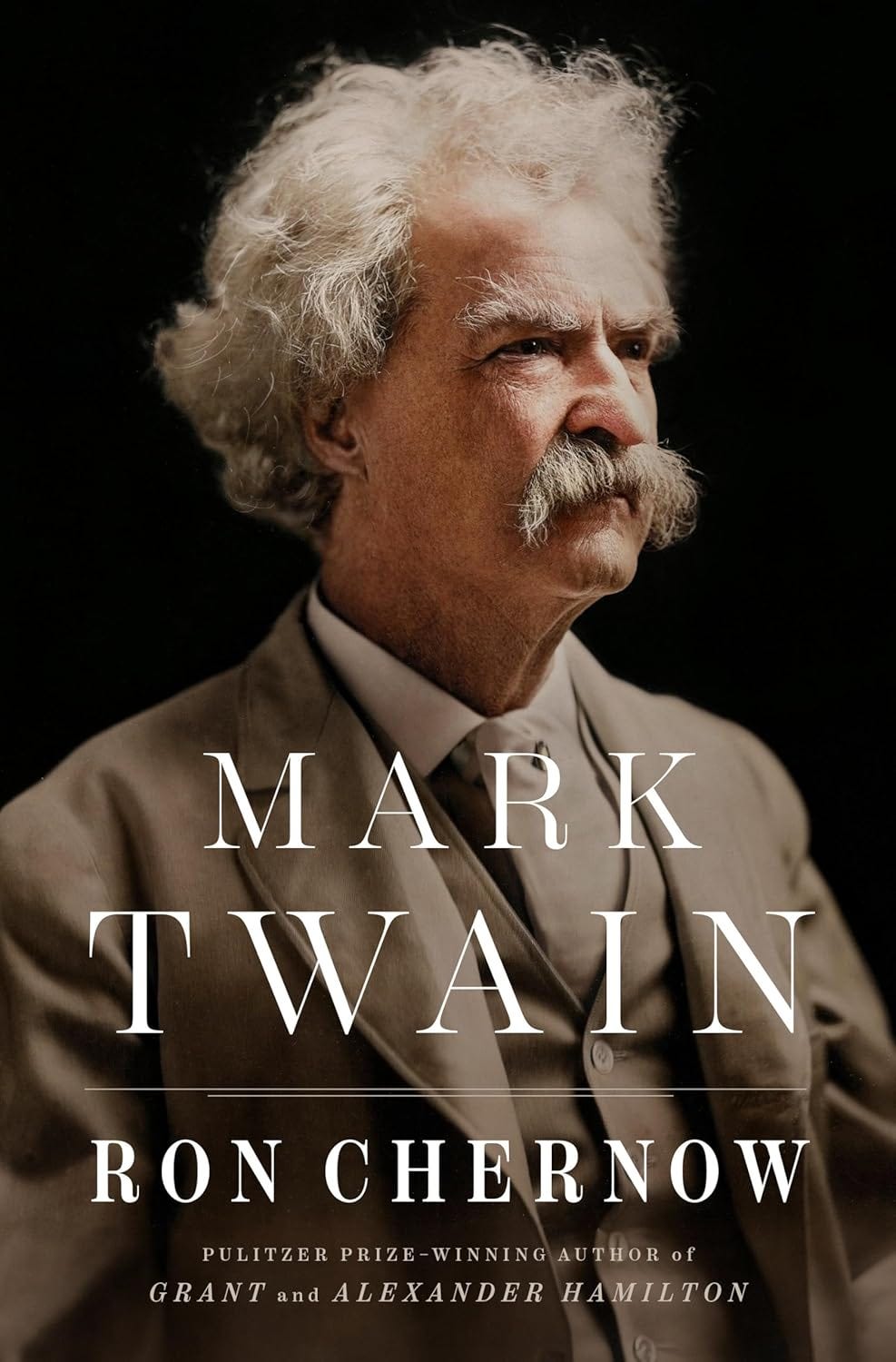 Book cover featuring Mark Twain; Ron Chernow, author.