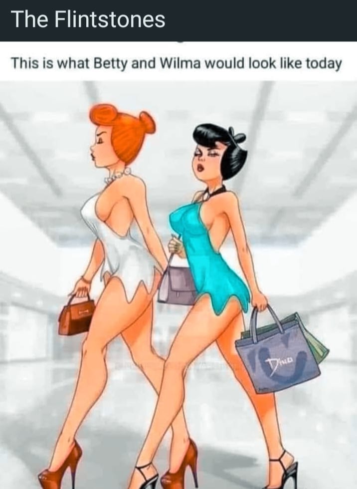 May be an image of one or more people and text that says 'The Flintstones This is what Betty and Wilma would look like today Viua'