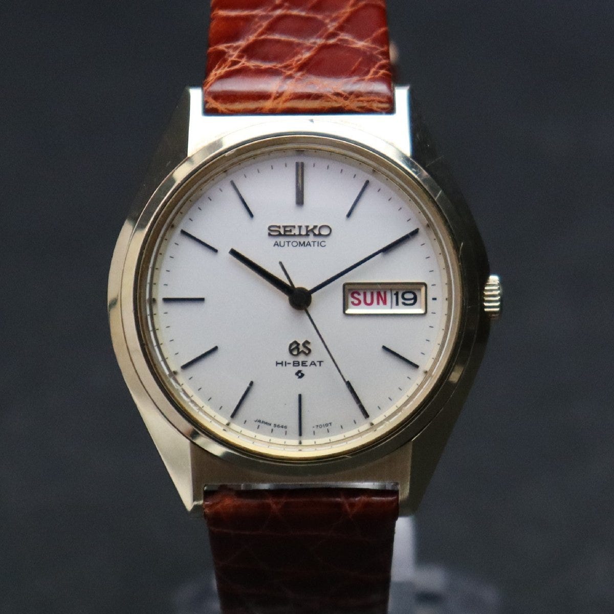 R5.9月OH済 SEIKO 56GS HI-BEAT グランドセイコー ハイビート 25石 5646-7010 自動巻き 1973年製 諏訪 GSメダリオン デイデイト メンズ