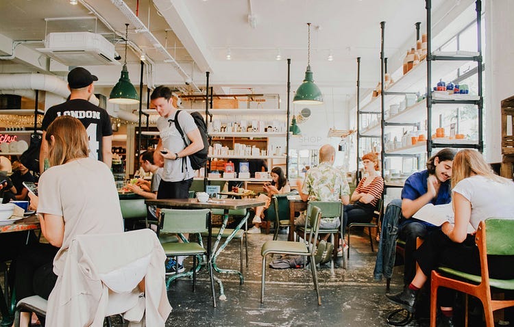 A busy coffee shop.