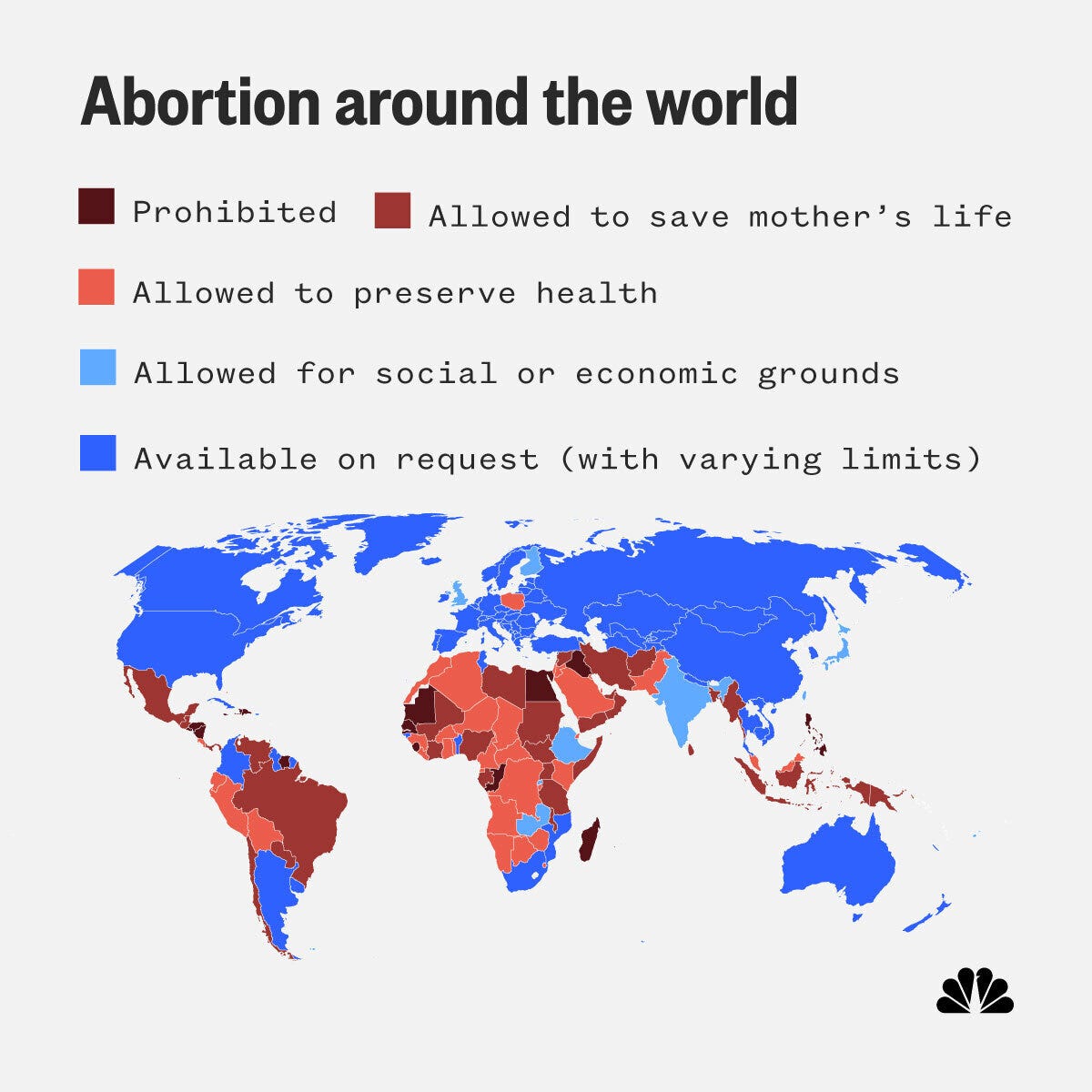 NBC News on X: "Abortion laws worldwide: Here's a look at where the  procedure is legal. https://t.co/rqphDVljg9 https://t.co/7EHGTUE6Us" / X