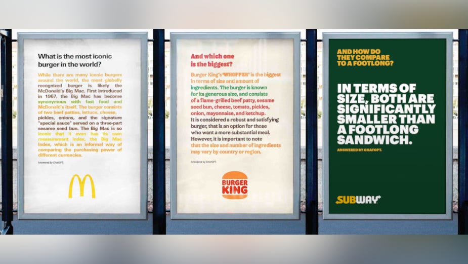 Subway Has Entered the ChatGPT: Third AI-Generated Poster Takes on McDonald's and Burger King