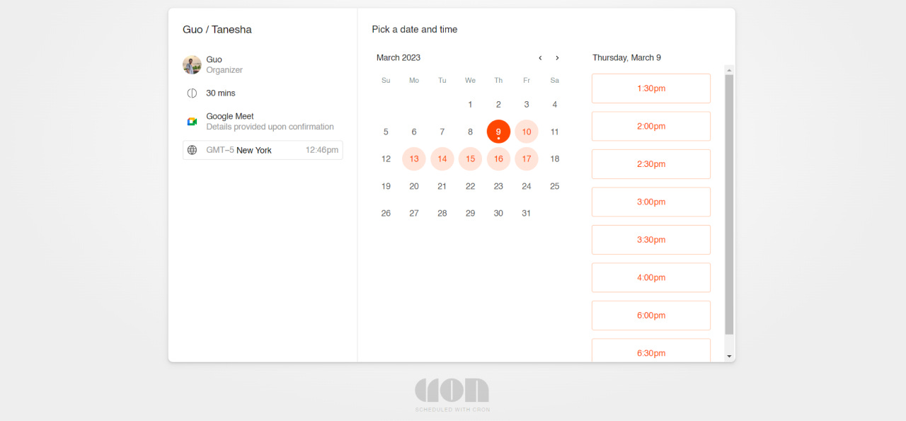 Cron scheduling page