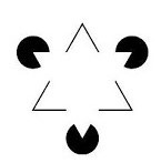 An image where, because of gestalt theory, it looks like a negative-space triangle has been overlaid on top of the outline of another triangle.