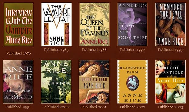 anne rice vampire chronicle books