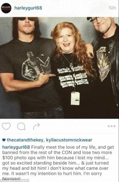 norman reedus bit by walking dead fan 2015 gossip