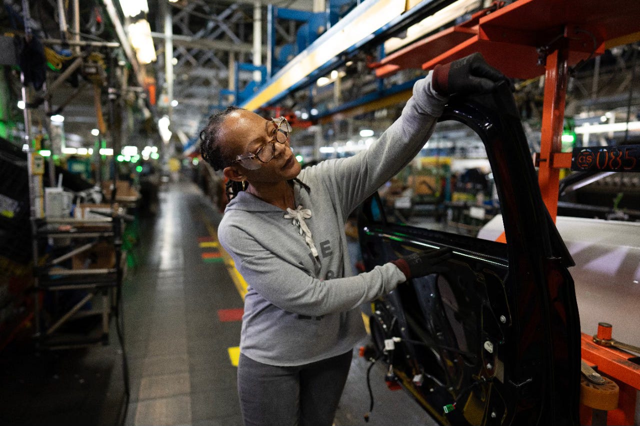 Piego Connally, assembly team leader at the Fairfax Assembly plant in Kansas City, Kansas. Piego Connally, assembly team leader at the Fairfax Assembly plant in Kansas City, Kansas.