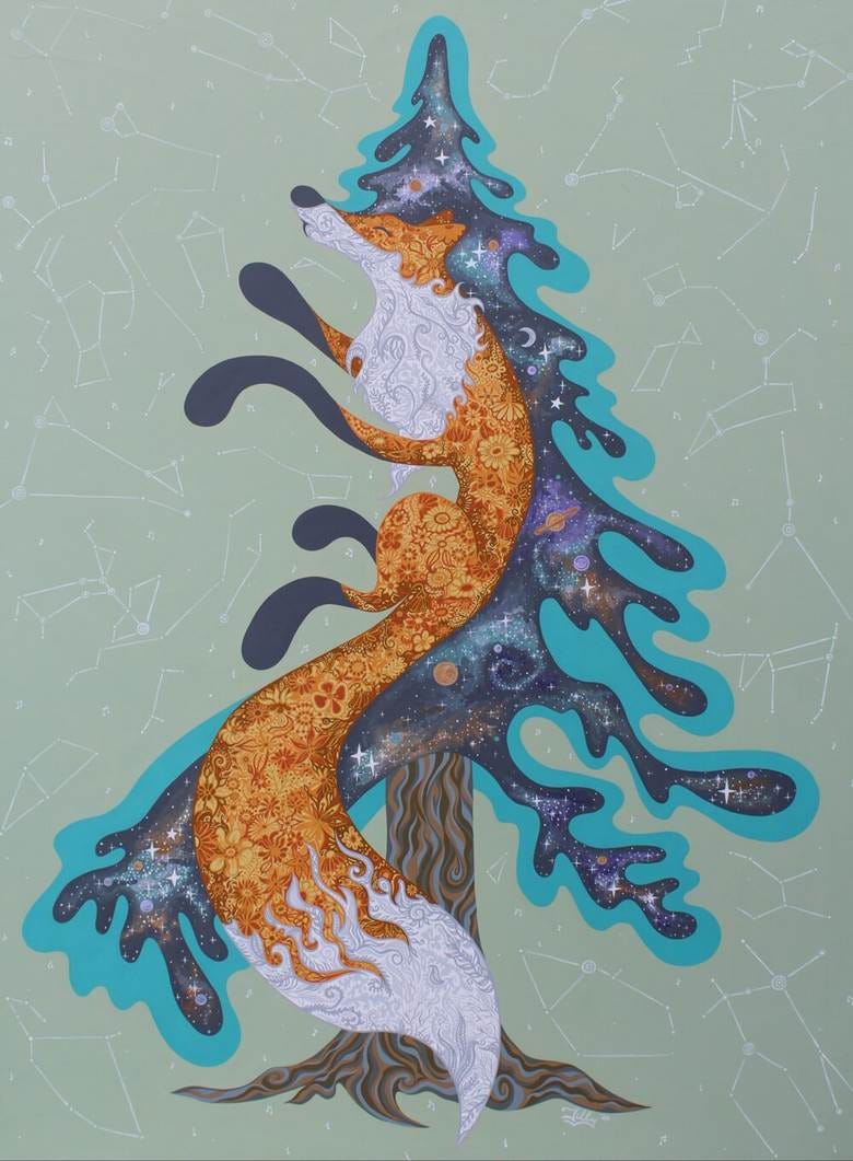 Montana's Mysterious Fox Original Painting — An Artistic Adventure