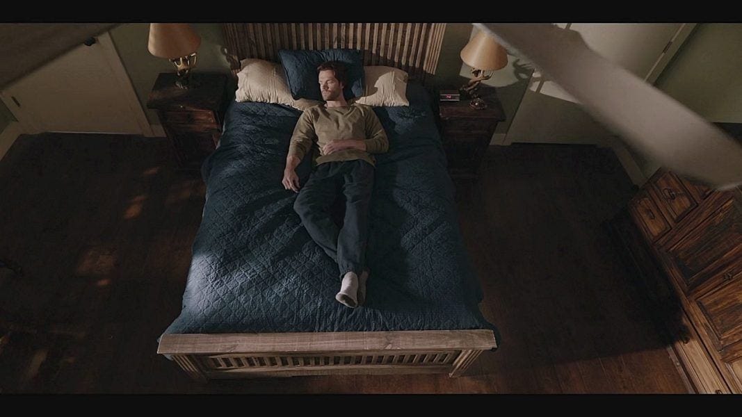 Jared Padalecki Cordell Walker fast asleep on bed with bulge for Jensen Ackles showing big 4.10.