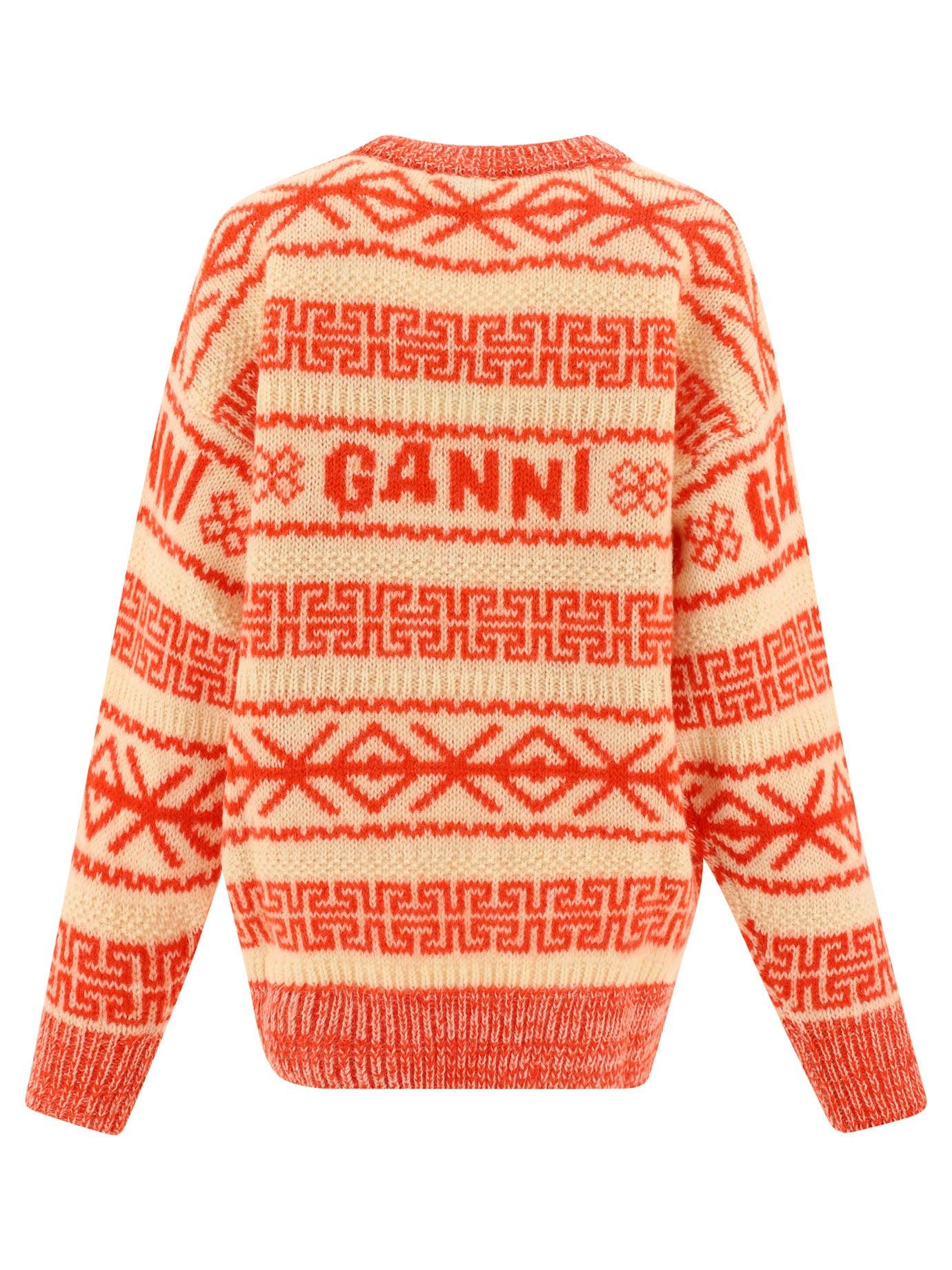 Ganni Cable Jacquard Sweater in Orange | Lyst Canada