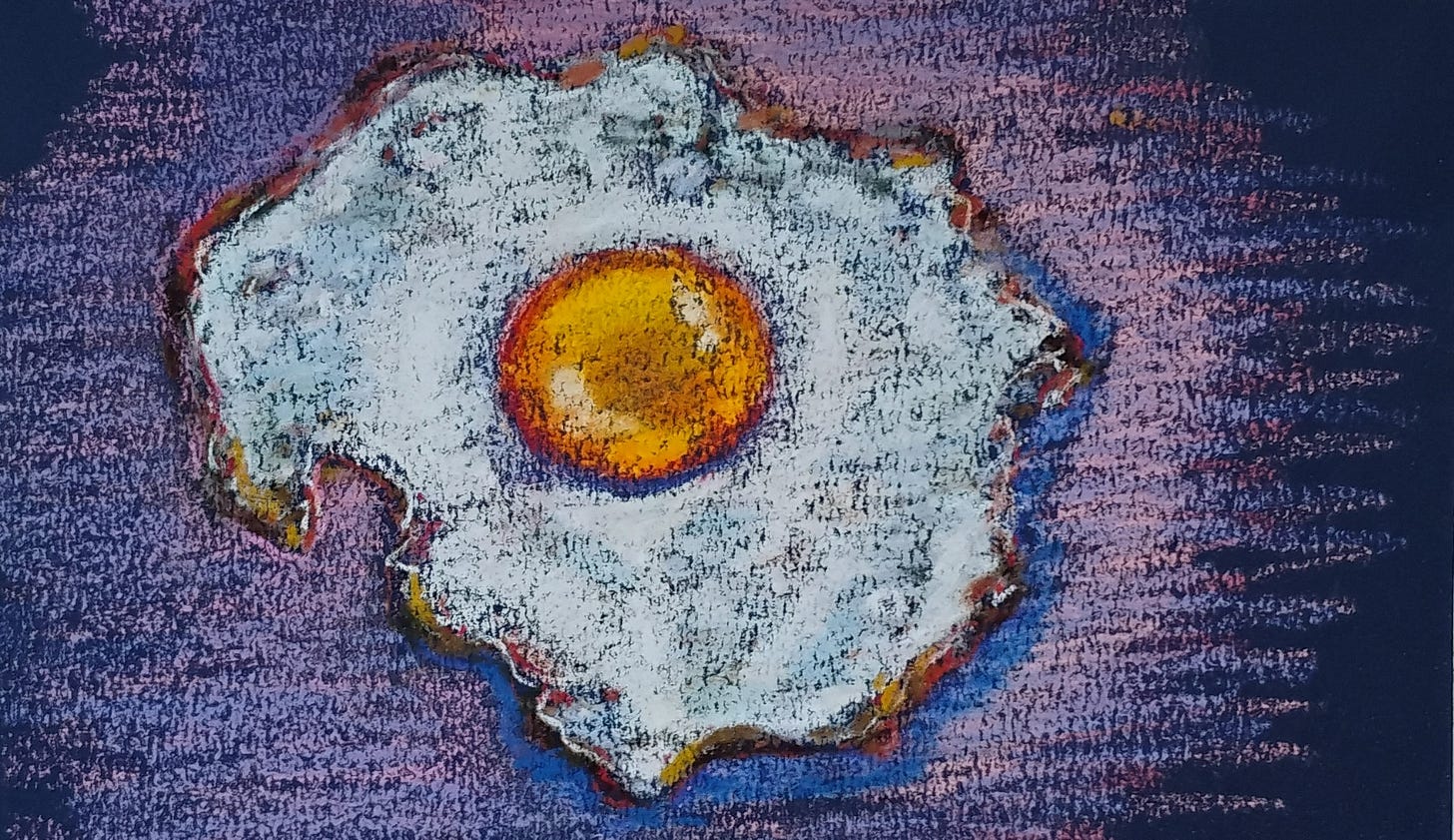 fried egg painting, fried egg illustration