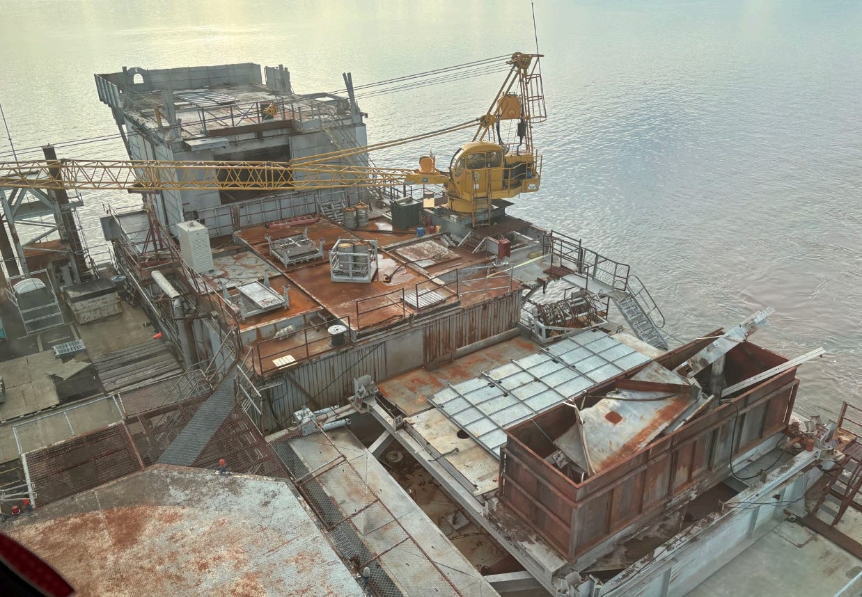 an oil and gas platform in the water