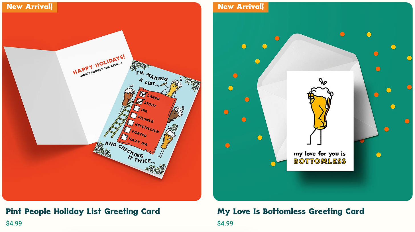 Product listings from the Norlo Design Shop. Left and Right are featured holiday cards.