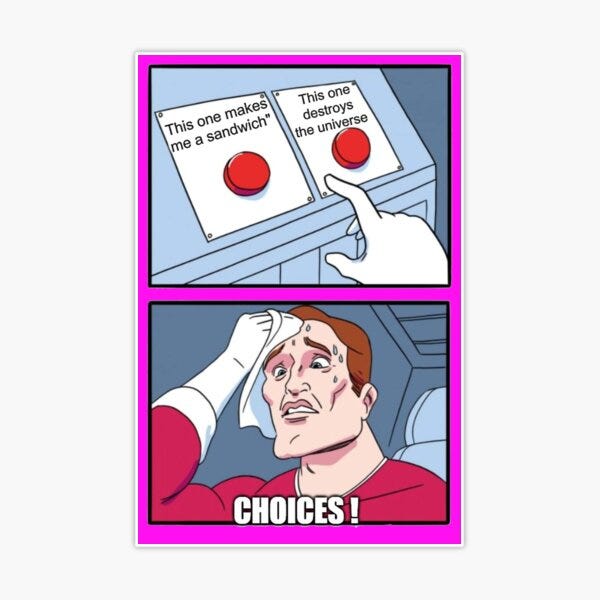 Two Buttons Meme Choices Which will you Choose | Sticker