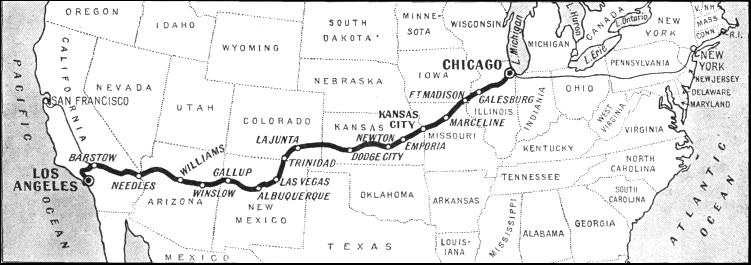Santa Fe Super Chief route map