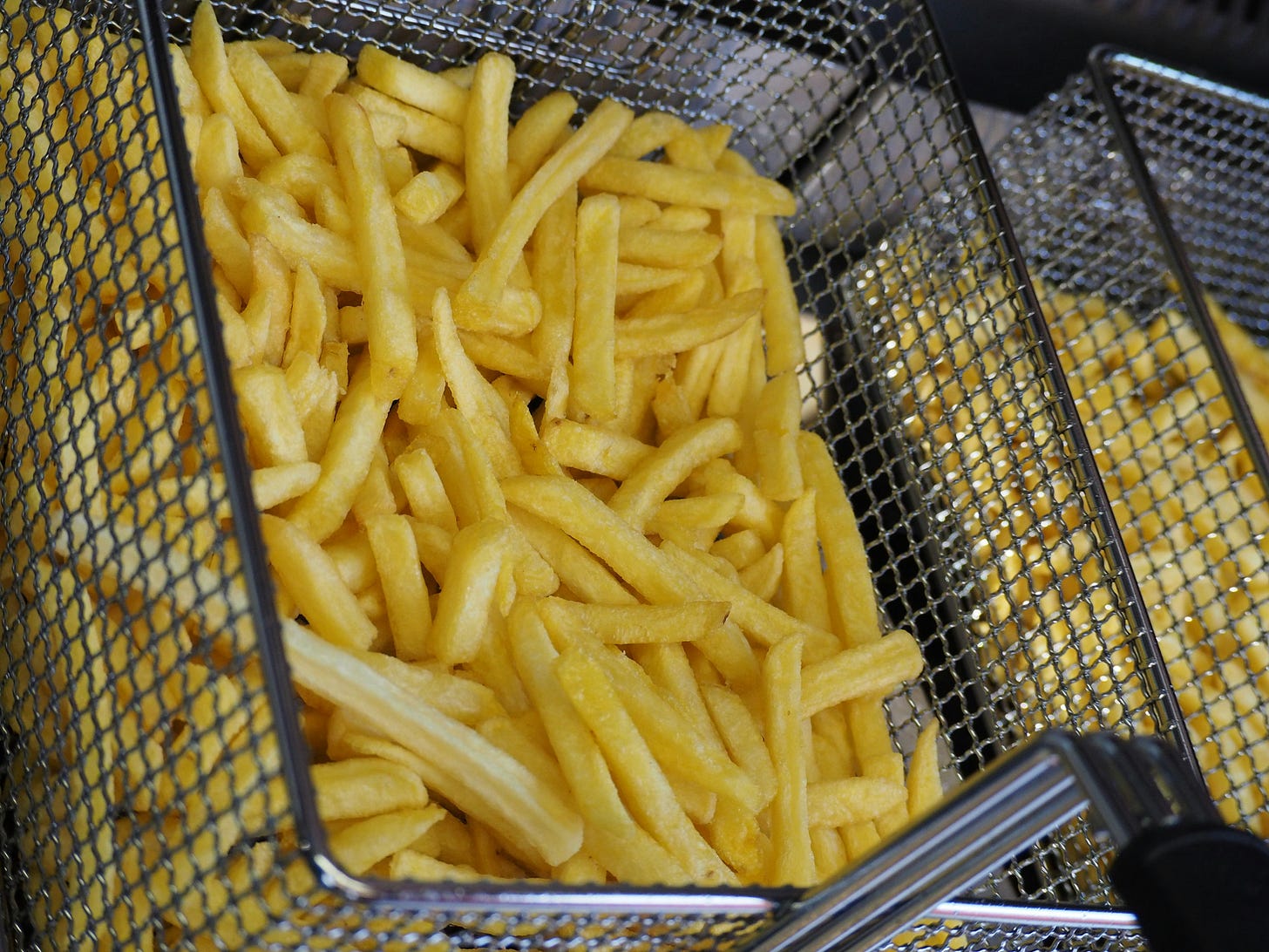 fries in deep fryer fries in deep fryer