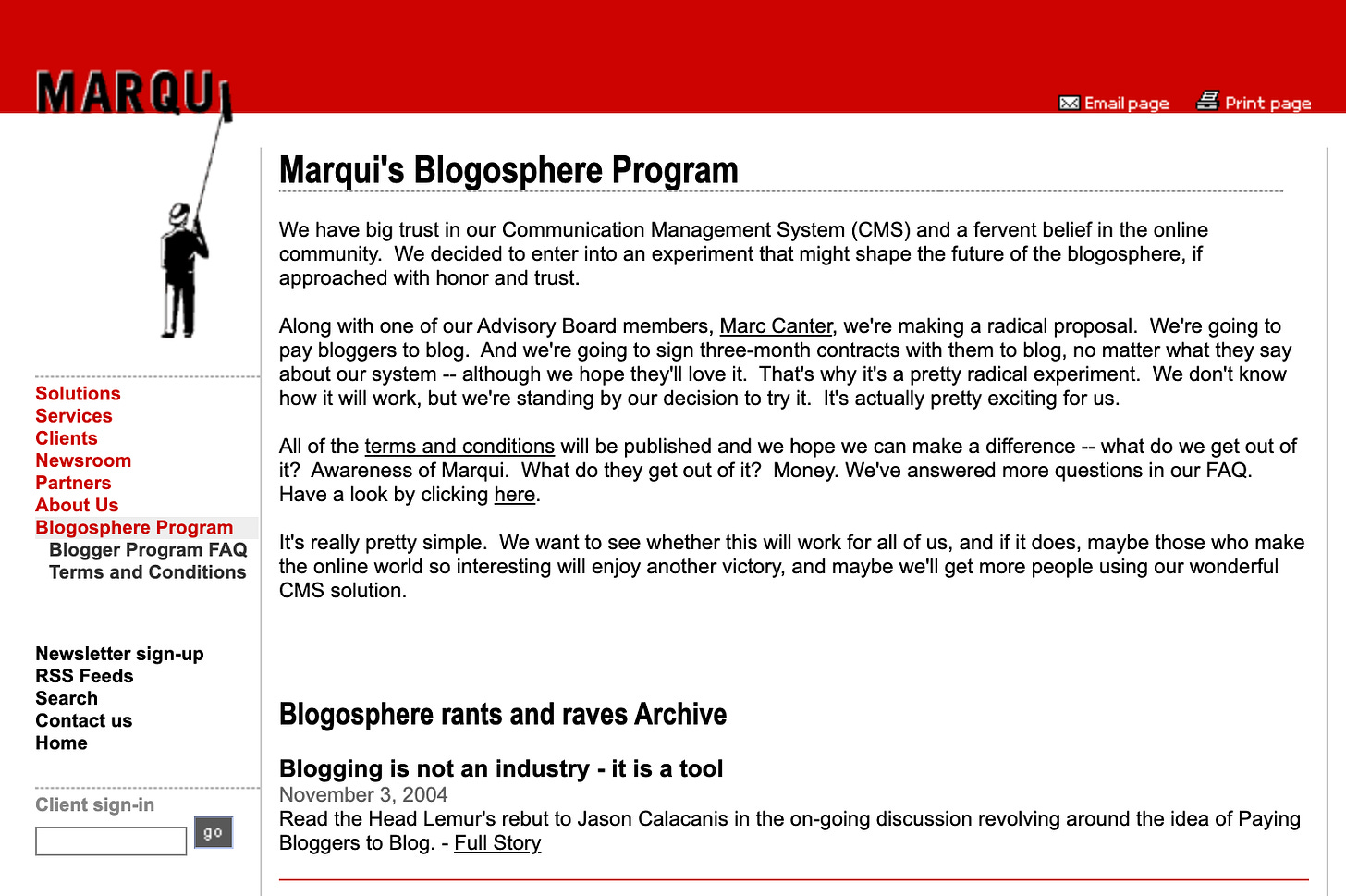Marqui blogosphere program
