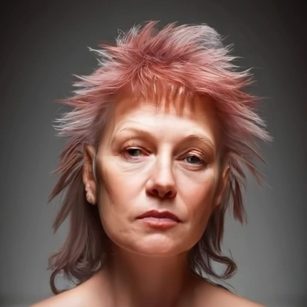 middle aged woman with mullet