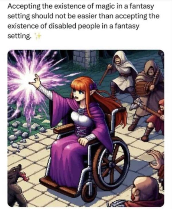 Someone sparked the “wheelchairs in fantasy settings” debate again :  r/wizardposting