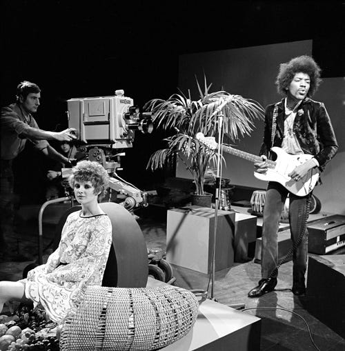 Jimi Hendrix performs for Dutch television show Hoepla in 1967. Performance in Studio Vitus, Bussum