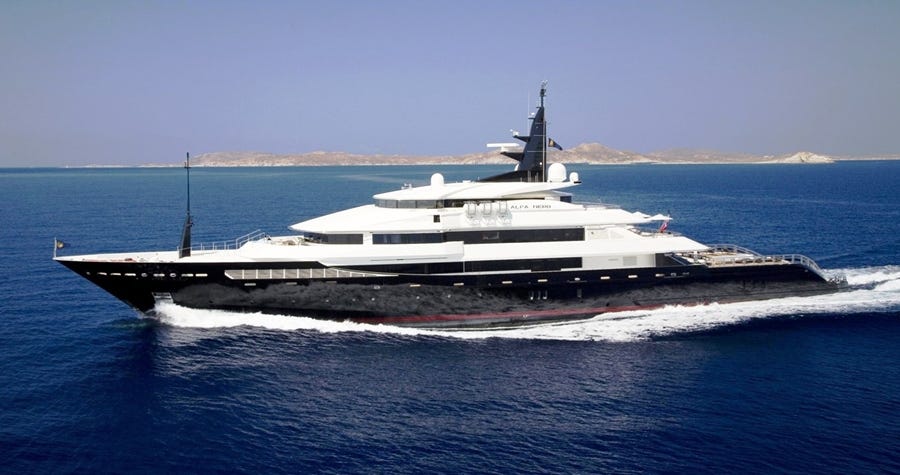 A large white and black yacht

Description automatically generated