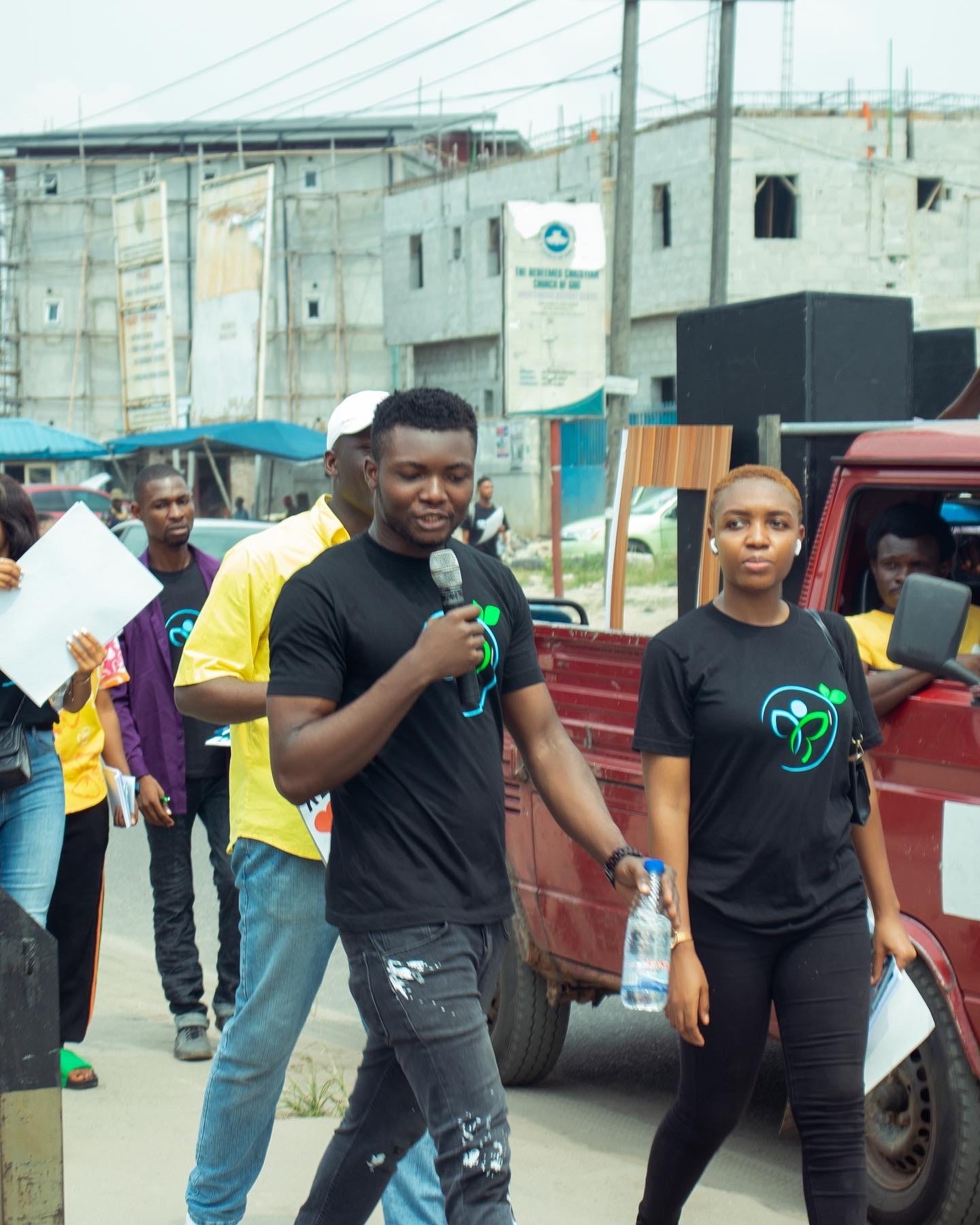 Some members of the iRecycle at an awareness campaign