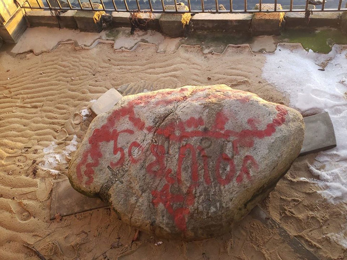Plymouth Rock vandalized with graffiti | CNN