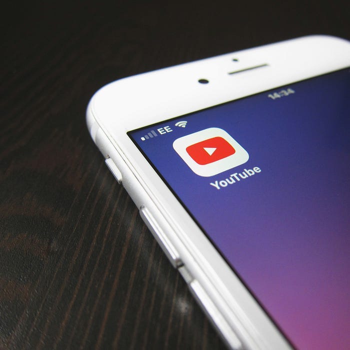 YouTube icon on a mobile phone