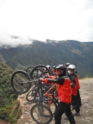 Riding the Deathroad in Boliva cc image by Wanderlass on Flickr