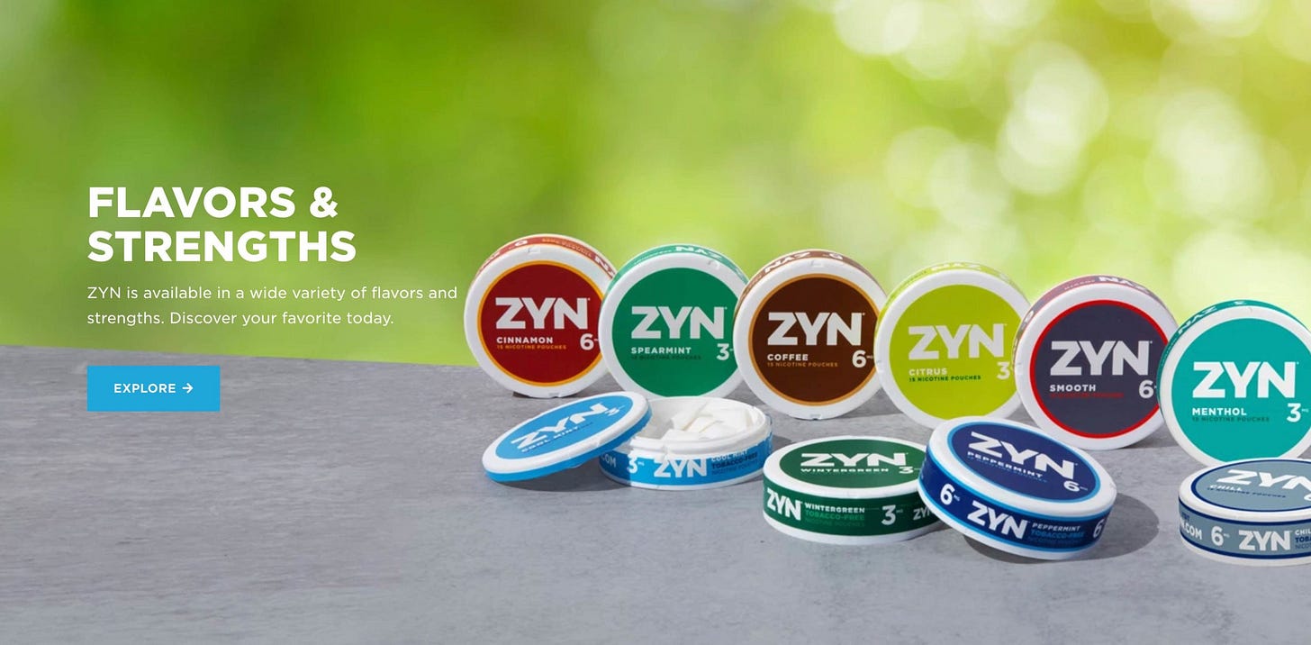 Image of ZYN nicotine products, now authorized for marketing by the FDA