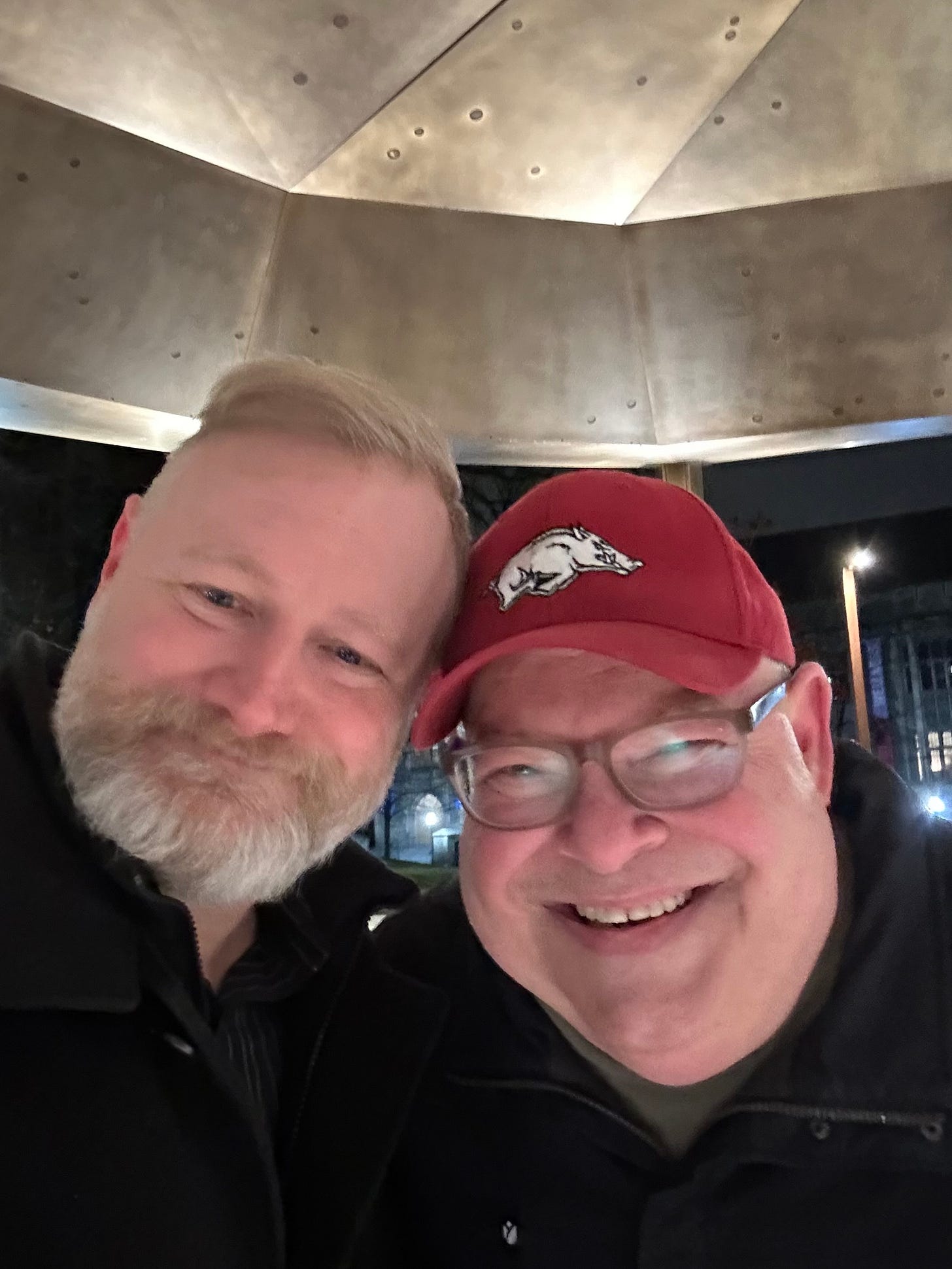 Jim & Kirby selfie on a winter's walk through U of T campus.