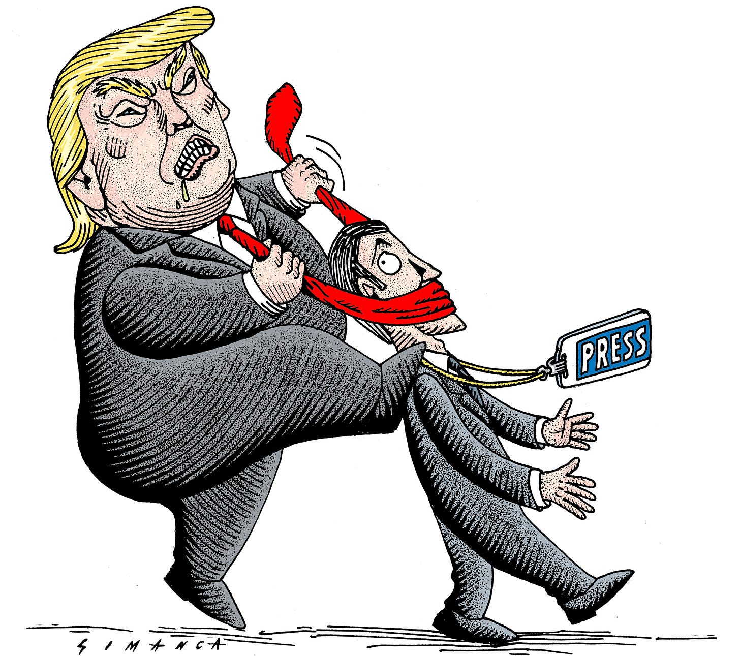 Political cartoon U.S. Trump journalists media freedom of the press  censorship First Amendment | The Week