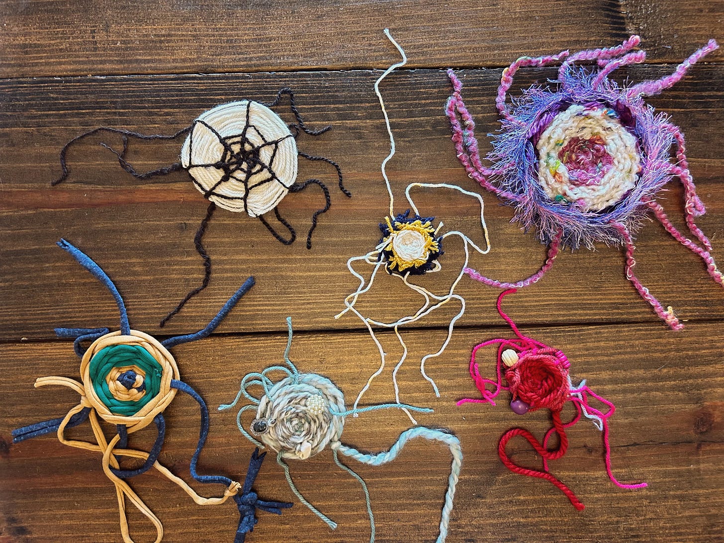 Circle weavings in a variety of colors and sizes