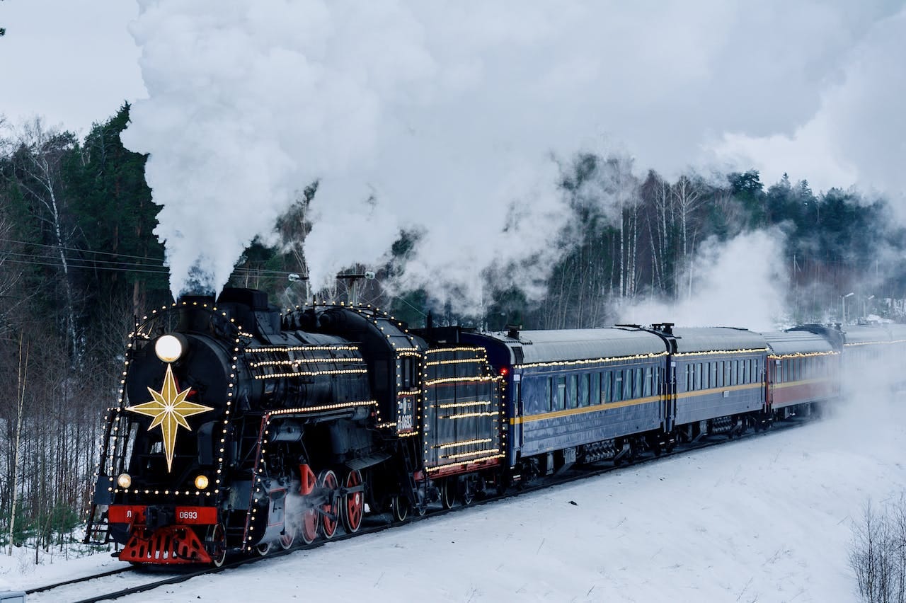 passenger train in winter