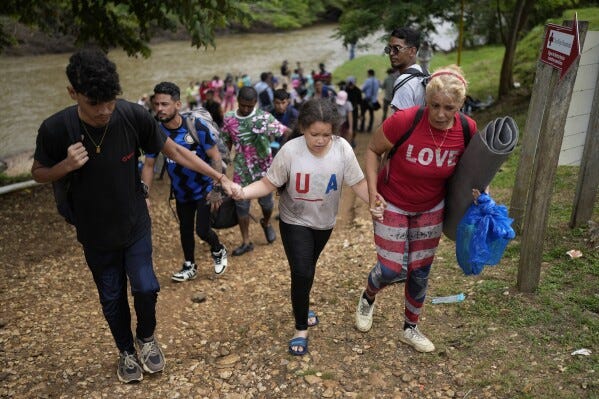 Migrants arrive to Lajas Blancas, Panama, after trekking across the Darien Gap from Colombia in hopes of reaching the U.S., Sept. 26, 2024. (AP Photo/Matias Delacroix, File)