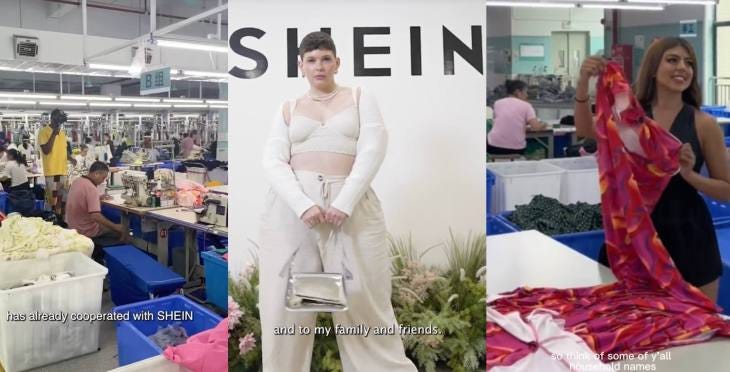 Shein influencers on factory tour in China