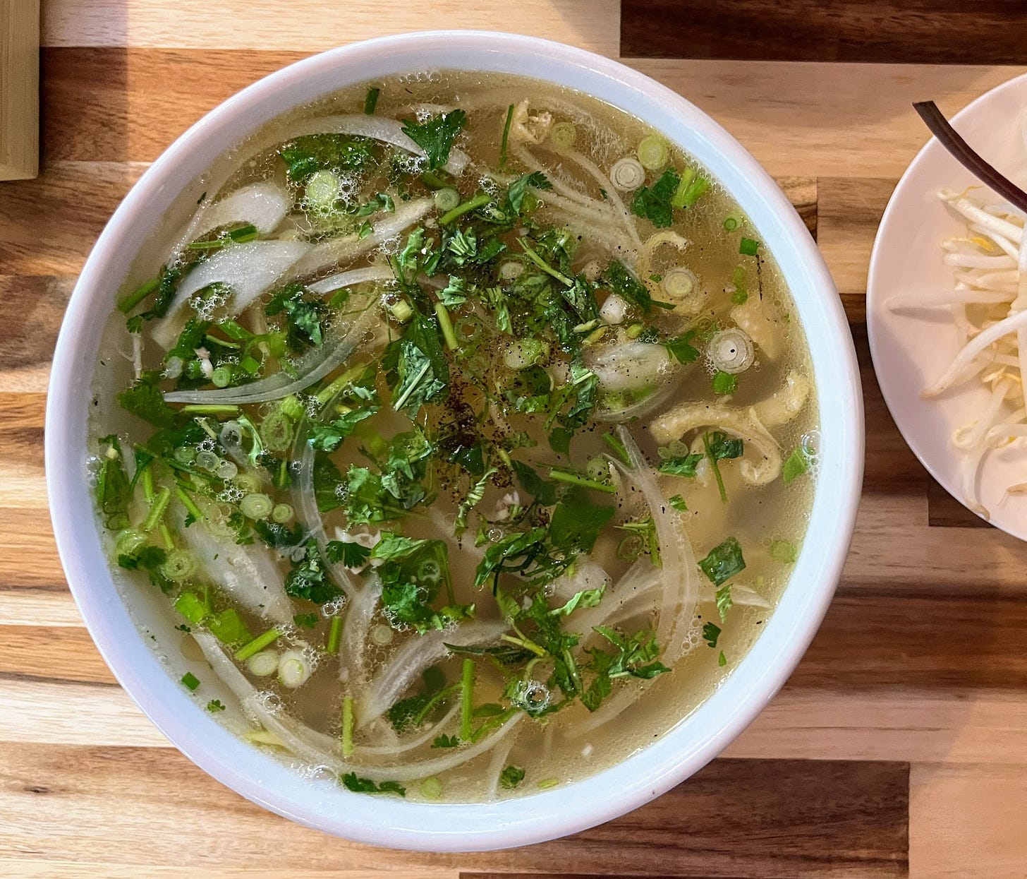 Phở gà and accompaniments
