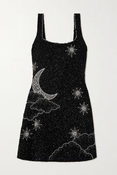 EXCLUSIVE AT NET-A-PORTER. Before they're applied with Swarovski beads and crystals, the stars and moon motifs on Clio Peppiatt's 'Lucina' dress are hand-drawn by the designer. Cut in the signature fit-and-flare silhouette, it's made from mesh enriched with four-way stretch, so it won't inhibit your movement when you hit the dance floor.